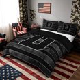 thumbnail image 1 of Meiyoeat Grunge US Flag Letter D Queen Duvet Cover Set for Men Juniors, Cool Graphic Bedding, Black Gray White,Black Reversible,3-Piece,No Comforter, 1 of 6