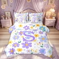 thumbnail image 1 of Meiyoeat Kawaii Summer Daisy Bedding Comforter Set for Women Kids, Cartoon Monogrammed S Full Bedding Set, Purple Yellow, Reversible, 7-Piece, 1 of 6