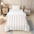 thumbnail image 1 of Meiyoeat Modern Pinstripe Twin Duvet Cover, Simple Straight Line Twin Bedding, Beige White,Reversible,2pcs,No Comforter1 Duvet Cover and 1 Pillowcase, 1 of 5