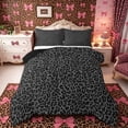 thumbnail image 1 of Meiyoeat Neutral Leopard Print Queen Comforter Set 3 Pieces, Monochrome Spot Pattern Comforter Sets Queen, Gray Black,Black Reversible, 1 of 6