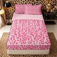 thumbnail image 1 of Meiyoeat Pastel Leopard Print Zipper Twin Comforter Sets with Fitted Sheet and 2 Pillowcases, Pink Cheetah Print Zipper Bedding Set, Light Pink,4-Piece,Pink Reversible, 1 of 6