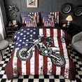 thumbnail image 1 of Meiyoeat Patriotic Dirt Bike Full Size Bedding Sets 7 Pieces for Men, USA Flag Print Full Size Bed in a Bag, Red White Blue,Black Reversible, 1 of 6