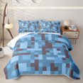 thumbnail image 1 of Meiyoeat Pixel Camo Pattern Quilt King,Soft Mosaic Block Print King Coverlet Set,Light Blue Gray, 1 of 7