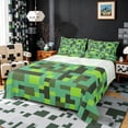 thumbnail image 1 of Meiyoeat Pixelated Blocks Miners Queen Sheets 4 Pieces, Retro Geometric Camo Queen Sheet Sets for Bedroom, 1 of 6