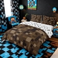 thumbnail image 1 of Meiyoeat Pixelated Miners Game Duvet Cover King, Rustic Mosaic Print King Bedding, Multi Brown Tones,3 Pieces,No Comforter, 1 of 6