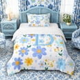 thumbnail image 1 of Meiyoeat Pretty Floral Letter D Twin Comforter Sets 3-Piece for Girls Juniors, Charming Print Bedding Set, Light Blue Yellow White, 1 of 6