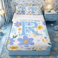 thumbnail image 1 of Meiyoeat Pretty Floral Letter R Zipper Twin Comforter Sets with Fitted Sheet and 2 Pillowcases for Girls Juniors, Charming Print Zipper Bedding Set, Light Blue Yellow White,4-Piece, 1 of 6