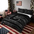 thumbnail image 1 of Meiyoeat Retro American Flag Letter C King Duvet Cover Set for Men Adults, Classic Alphabet Bedding for Daily, Black Gray White,Black Reversible,3 Pieces,No Comforter, 1 of 6