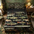thumbnail image 1 of Meiyoeat Retro Fish Print Zipper Full Size Comforter Sets with Fitted Sheet and 2 Pillowcases, Rustic Farmhouse Fishing Theme Zipper Bedding Set,4pcs,Black Reversible, 1 of 6