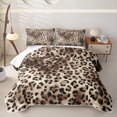 thumbnail image 1 of Meiyoeat Retro Leopard Print Bed Spread Queen,Furry Animal Pattern Queen Coverlet Set,Beige Brown, 1 of 7