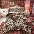 thumbnail image 1 of Meiyoeat Retro Leopard Print King Size Comforter Sets 3pcs, Furry Animal Pattern Comforters King Size, Beige Brown,Black Reversible, 1 of 6