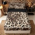 thumbnail image 1 of Meiyoeat Retro Leopard Print Zipper Full Size Comforter Sets with Fitted Sheet and 2 Pillowcases, Furry Animal Pattern Zipper Bedding Set, Beige Brown,4pcs,Black Reversible, 1 of 6