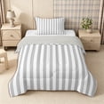 thumbnail image 1 of Meiyoeat Retro Pinstripe Twin Comforter Sets 2pcs, Modern Straight Line Bedding Set, Gray White,Grey Reversible,1 Comforter and 1 Pillowcase, 1 of 6