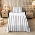 thumbnail image 1 of Meiyoeat Retro Pinstripe Twin Sheets 3pcs, Modern Straight Line Bedding, Gray White,1 Fitted Sheet, 1 Flat Sheet and 1 Pillowcase, 1 of 6