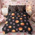 thumbnail image 1 of Meiyoeat Sport Basketball Full Size Bedding Sets 7 Pieces,Ribbon Bow Print Full Size Bed In A Bag,Black Pink Orange, 1 of 6