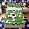 thumbnail image 1 of Meiyoeat Sporty Soccer Ball Pattern Zipper Twin Comforter Sets with Fitted Sheet and 2 Pillowcases for Teens, Playful Football Field Print Zipper Bedding Set for Bedroom,4-Piece, 1 of 6
