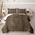 thumbnail image 1 of Meiyoeat Textured Leopard Print Bed Spread Queen,Retro Furry Animal Pattern Queen Coverlet Set,Brown Black, 1 of 7