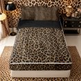 thumbnail image 1 of Meiyoeat Textured Leopard Print Zipper Full Size Comforter Sets with Fitted Sheet and 2 Pillowcases, Retro Furry Animal Pattern Zipper Bedding Set, Brown Black,4pcs,Black Reversible, 1 of 6
