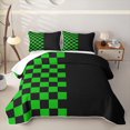 thumbnail image 1 of Meiyoeat Vibrant Checkerboard Pattern Bed Spread Queen,Retro Chess Print Queen Coverlet Set,Green Black, 1 of 7