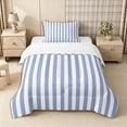 thumbnail image 1 of Meiyoeat Vintage Wide Stripe Twin Comforter Sets 2pcs, Casual Thin Line Bedding Set, Blue White,Reversible,1 Comforter and 1 Pillowcase, 1 of 6