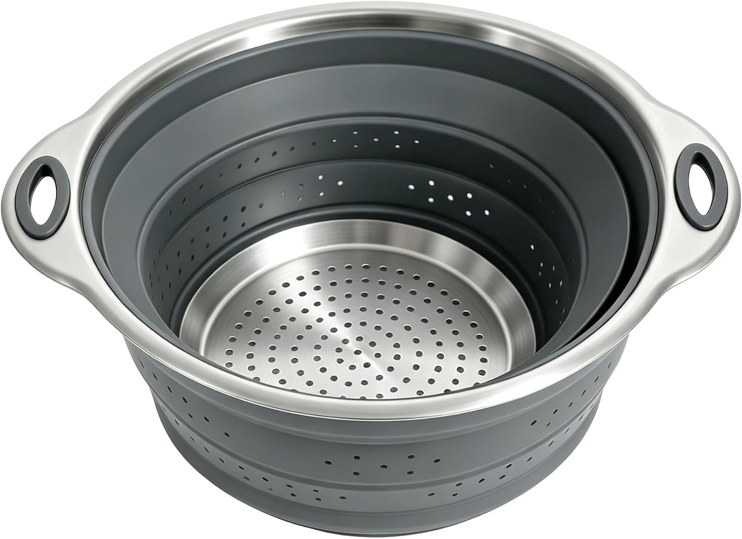 Mejoncb Collapsible Colander – Platinum Silicone Strainer with ...