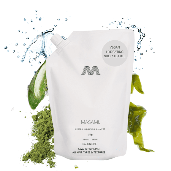 MASAMI Mekabu Hydrating Shampoo 32 oz Refill Pouch, Sustainable & Recyclable, All Hair Types & Textures