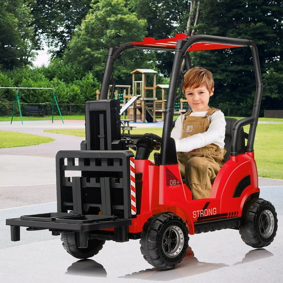 Mekek 12 V Forklift Powered Ride-On Toy with Remote Control, Plays Music and USB Port