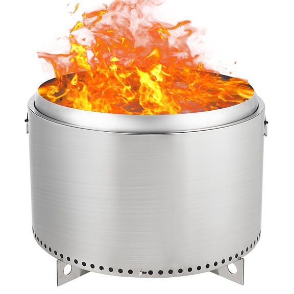 Mekek Brushed Stainless Steel Fire Pit with Removable Ash Pan Durable Smokeless