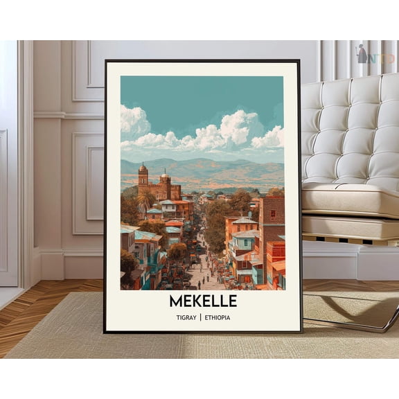 Mekelle Ethiopia City Map Wall Art Travel Decor Photo Print, Unframed Paper Poster 8x10in