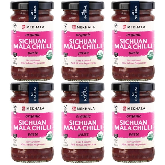 Mekhala Organic Sichuan Mala Asian Paste. Vegan Gluten-Free (Pack of 6)