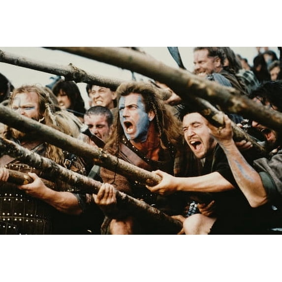 Mel Gibson Braveheart with men holding giant spears about to battle 24X36 Poster