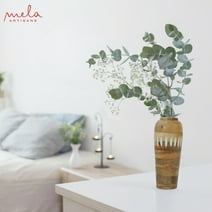 Mela Artisan Wood Vases for Decor, Mango Wood Large Vase, Handmade, Natural Whitewash, 12" x 3.5" x 2.5"