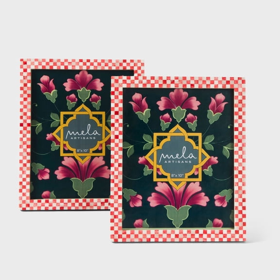 Mela Artisans Checkered Bone Inlay Photo Frame Set of 2 – 8x10