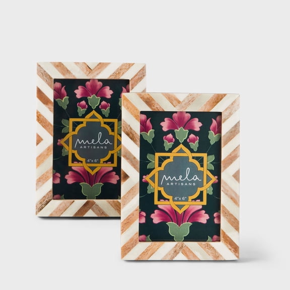 Mela Artisans Chevron Bone Inlay Photo Frame Set of 2 – 4x6