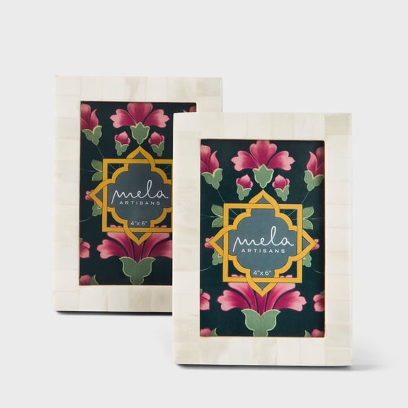 Mela Artisans Classic Bone Inlay Photo Frame Set of 2 – 4x6