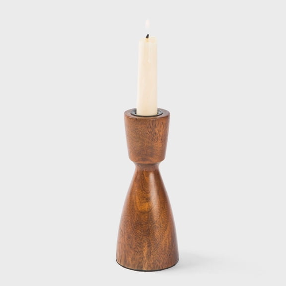 Mela Artisans Hearth Taper 6" Candlestick, Brown