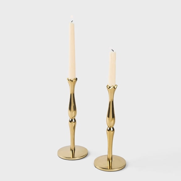 Mela Artisans Holiday Accents Brass 9" Candlesticks, Set of 2