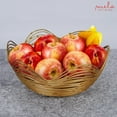 thumbnail image 1 of Mela Artisans Large Gold Wire Fruit Basket Kitchen Counter - Gurez Valley Design, Decorative Round Wire Basket, Modern Metal Vegetable & Fruit Bowl, Cute Farmhouse Table Décor, 12”x4.5”x 6”, 1 of 7