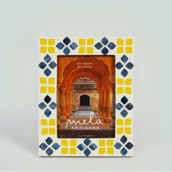 Mela Artisans Marigold Bone Mosaic Inlay Photo Frame 5x7