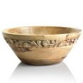 thumbnail image 1 of Mela Artisans Wooden Serving Bowls - Whitewash | Jasmine Decorative Style | Rustic Kitchen Decor | Mango Wood | Fits Bread, Fruits, Salad or Popcorn | 9” x 4” x 8”, 1 of 7