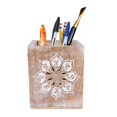 thumbnail image 1 of Mela Artisans Rustic Wooden Pen & Pencil Holder - Serena Whitewash, 1 of 7