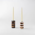 thumbnail image 1 of Mela Artisans Striped Marble & Acacia Candleholders -White, 1 of 2