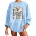 thumbnail image 1 of Meladyan Halloween Skull Graphic Print Fleece Oversized Sweatshirt Crewneck Long Sleeve Drop Shoulder Pullover, 1 of 10
