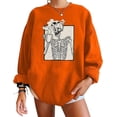 thumbnail image 1 of Meladyan Halloween Skull Graphic Print Fleece Oversized Sweatshirt Crewneck Long Sleeve Drop Shoulder Pullover, 1 of 10