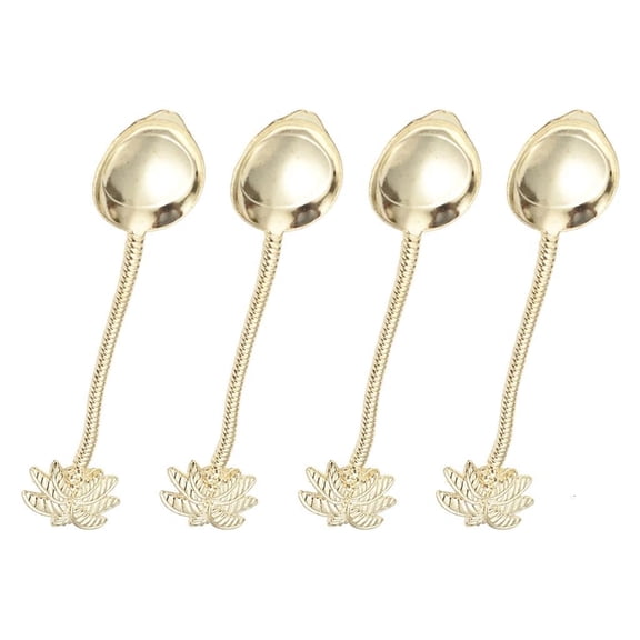 Melal Metal Coffee Spoon With Leaf Pattern Style Cake Serving