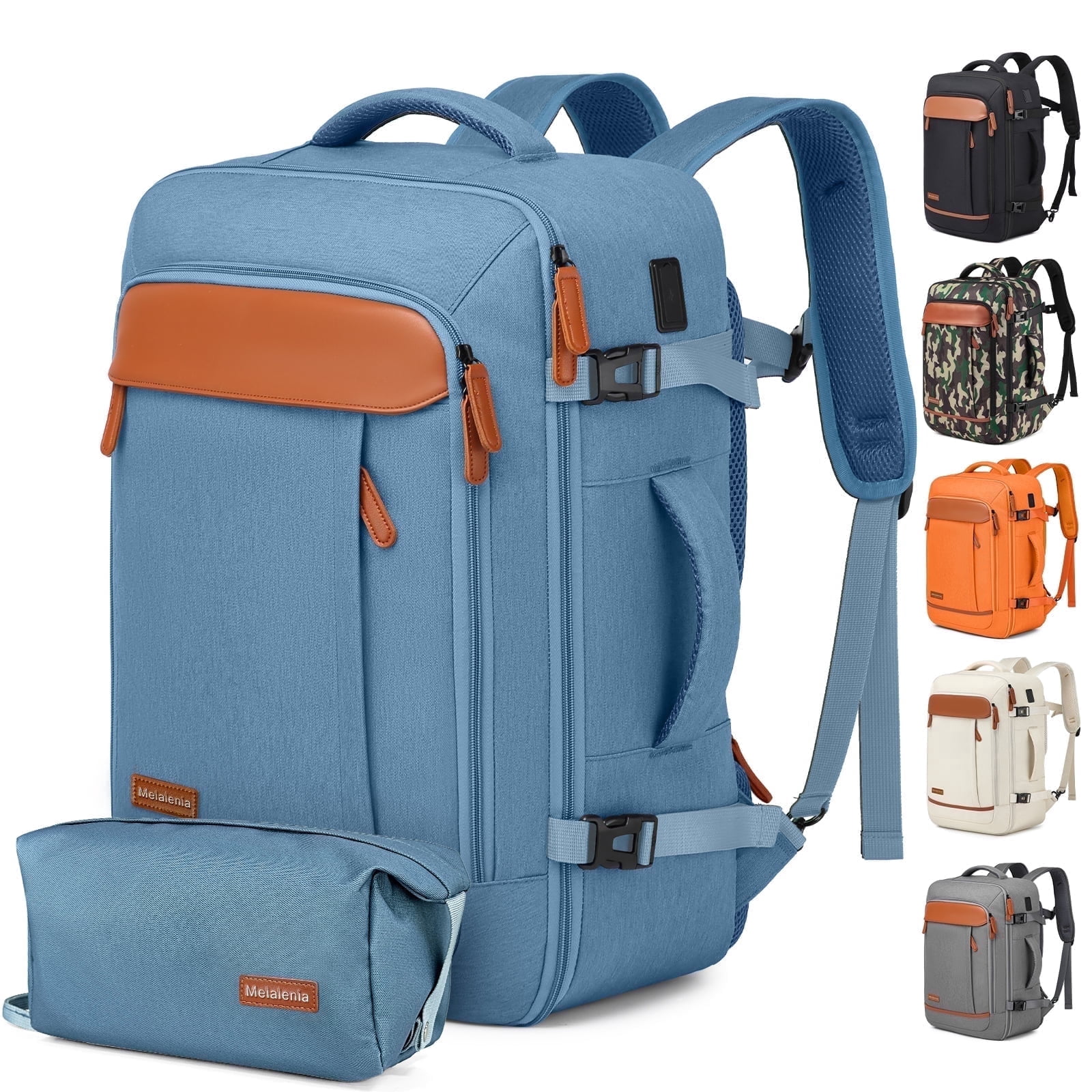 Joyway 2-Piece Travel Backpack Set Airline-Approved Waterproof Carry-On Luggage with USB Charging Port Comfortable Straps & Matching Toiletry Bag