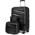 thumbnail image 1 of Melalenia 3-Piece Carry-on Luggage Set PP Material Suitcase with Spinner Wheels Hardside TSA Lock(Black), 1 of 9
