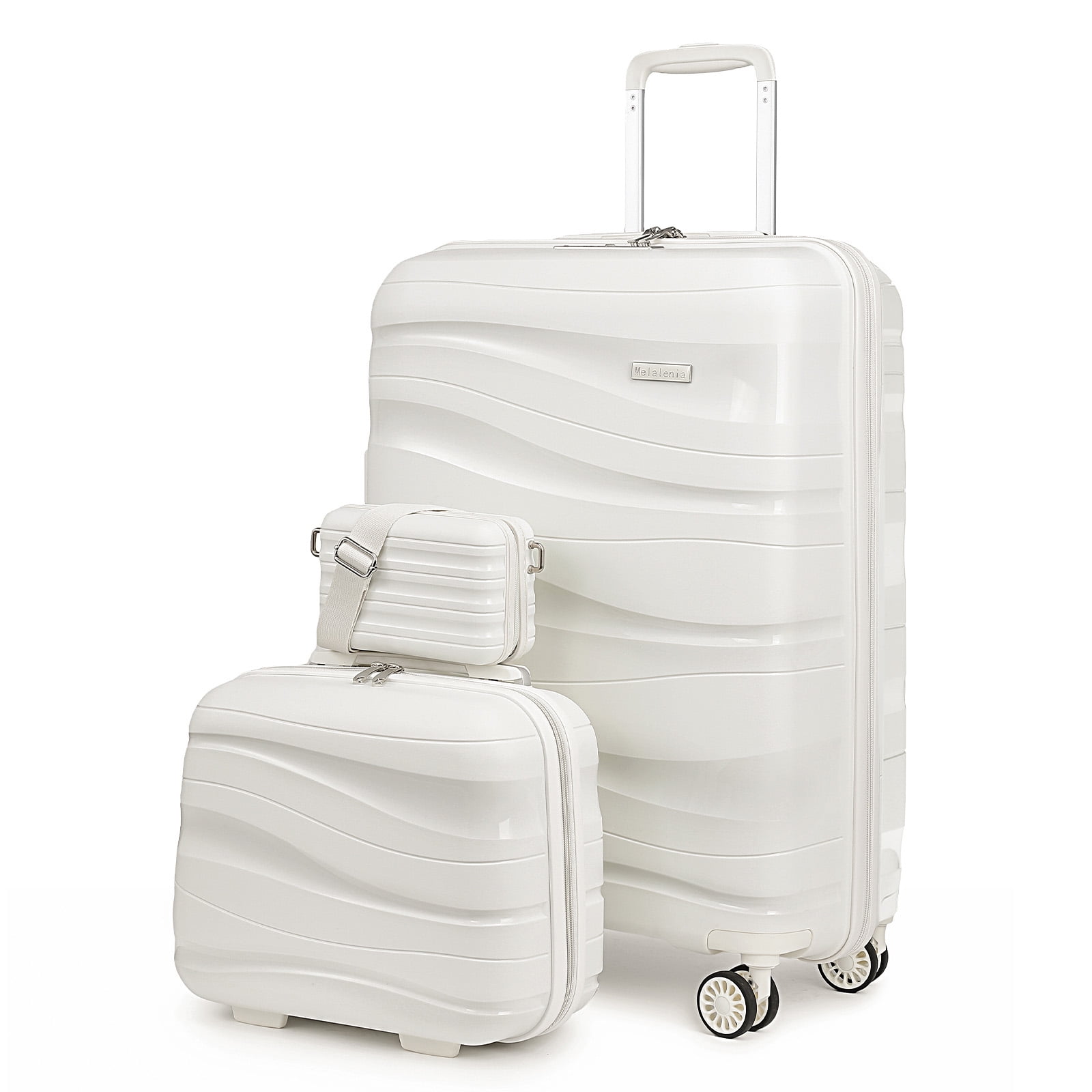 【ずんだ】Melette ソリマン　ホワイト XS Melalenia Lightweight Durable 3-Piece Carry-On Luggage Set with
