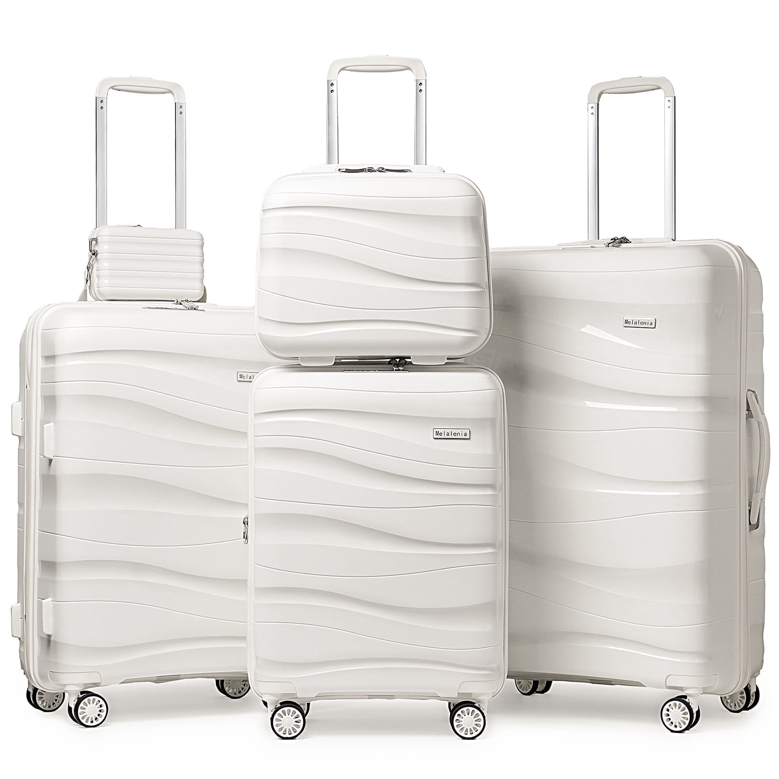 Melalenia 5 Piece Luggage Set PP Hardside Spinner Luggage - (Expandable Carry-on Suitcase20")( 24" 28")-White - Walmart.com