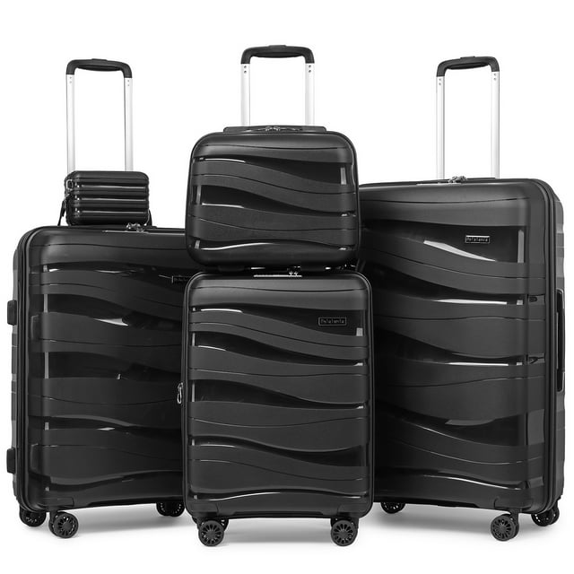 Melalenia Hard Shell Expandable 5 Piece Luggage Set with Spinner Wheels